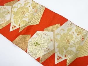 本場筑前博多　石畳に花更紗模様織り出し　名古屋帯